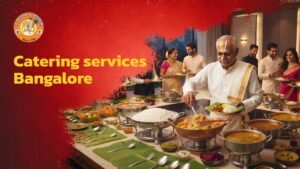 Professional veg catering team preparing and serving food at an event in Bangalore